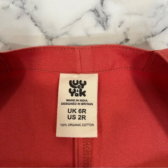 Lucy & Yak Orange Dungarees Bib Overalls Organic Cotton Women’s Size 2 - Picture 9 of 10